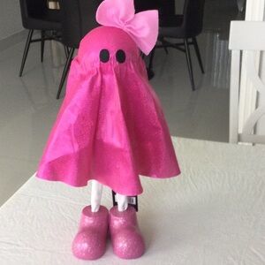 Pink Ghost Decor with Bow